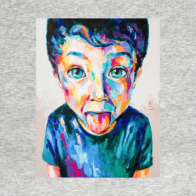 Picture of a boy sticks out his tongue. by MariDein